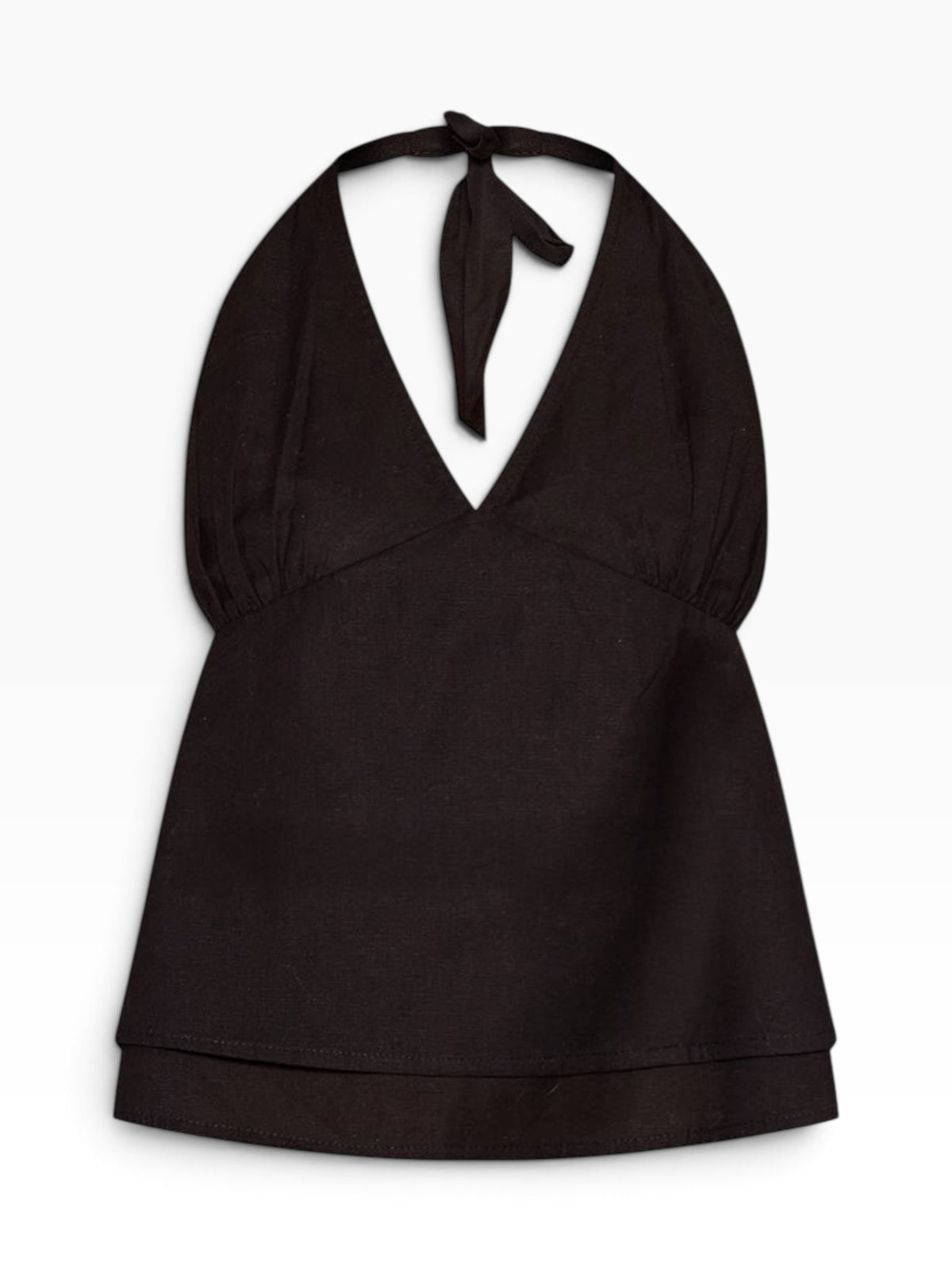 Black Cotton Halterneck Top: 34”