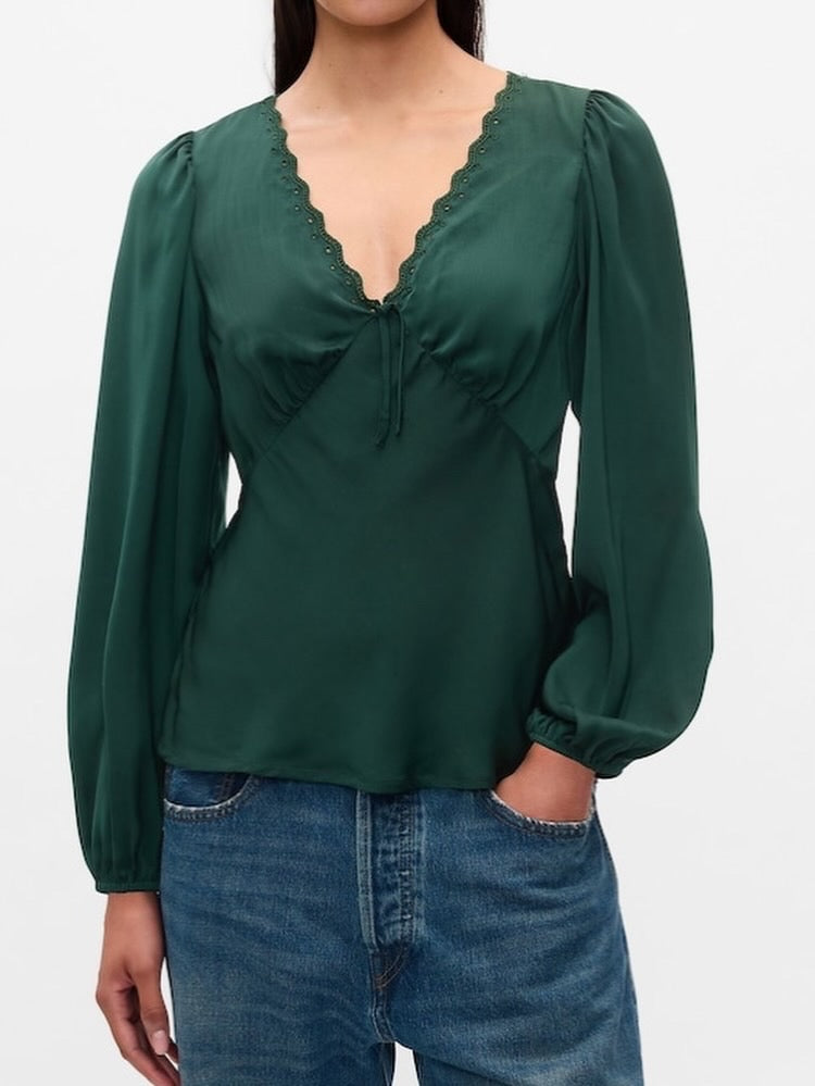 Green Satin Top
