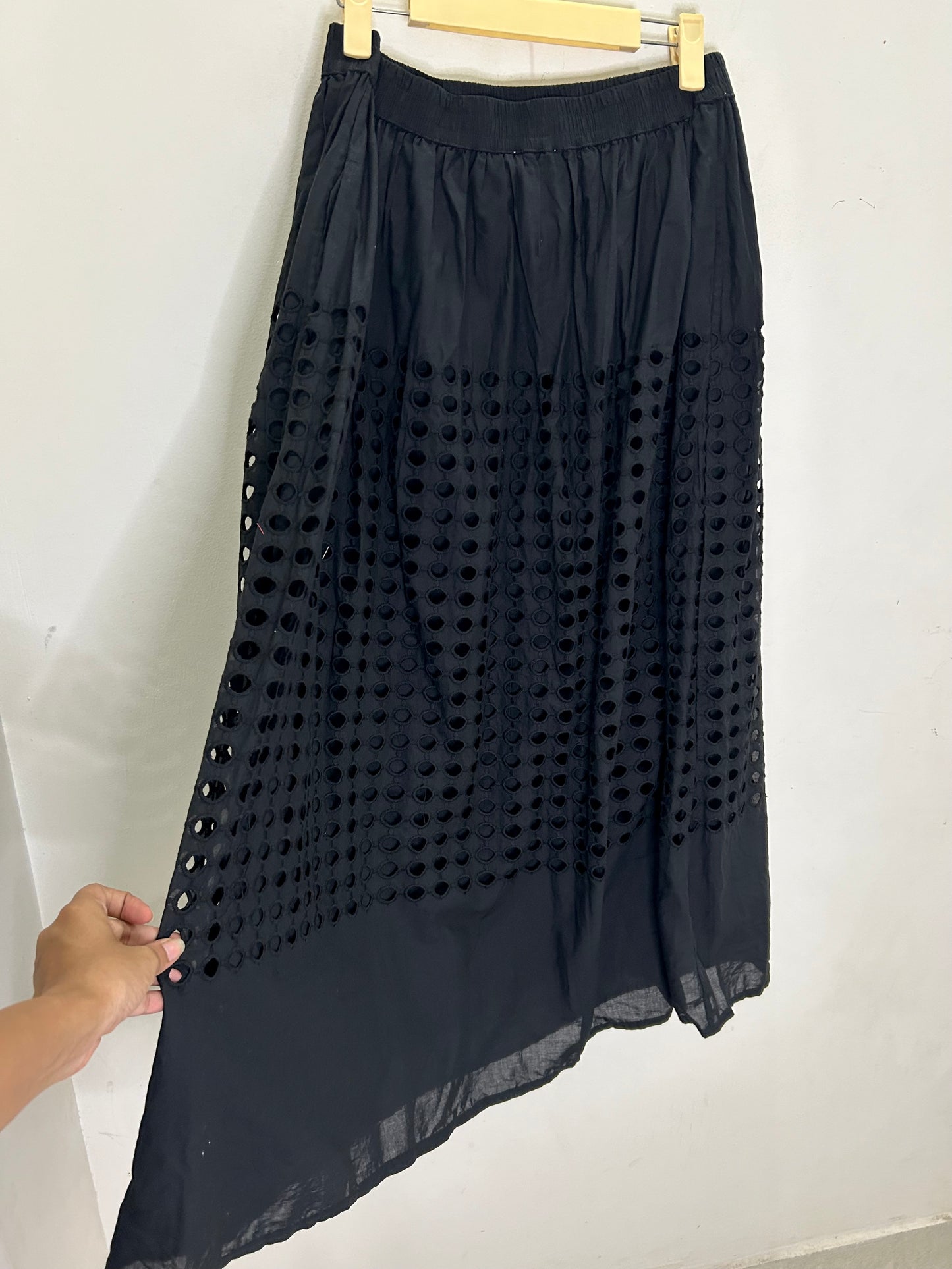 Cotton Black Cut Out Skirt with Lining