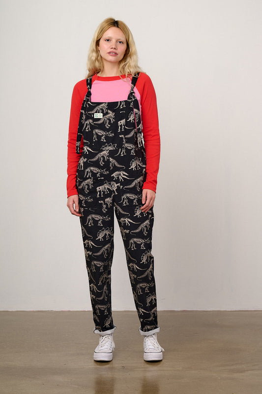L.E. Original - Cotton Dungaree in B&W Dinosaur Natural History Museum & Yak