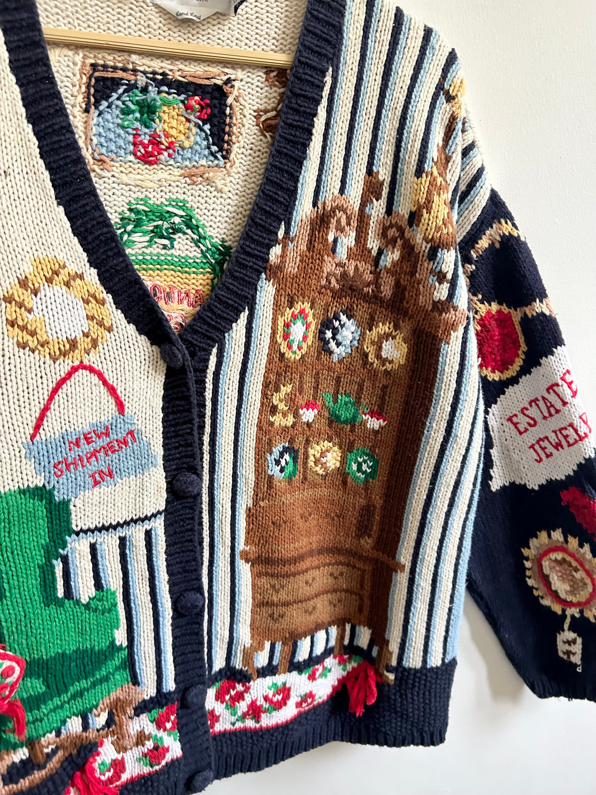 Vintage Interior Room Scene Knit Cardigan