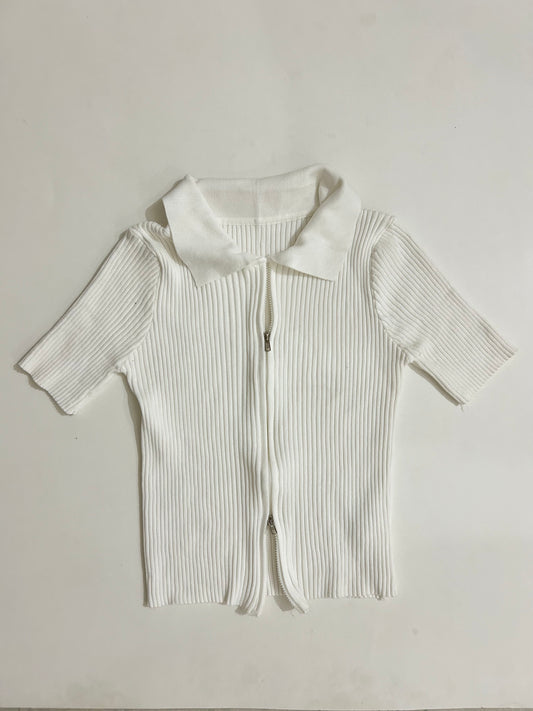 Double Zip White Top
