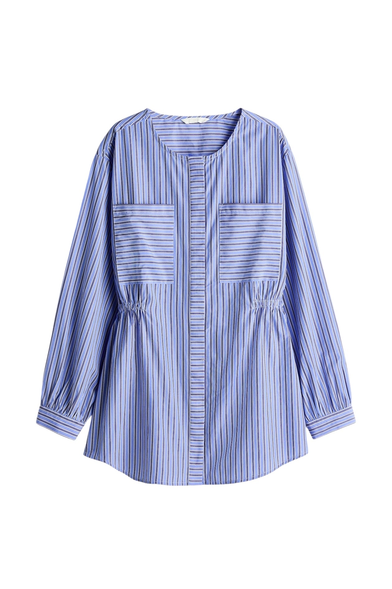 Blue Striped Waisted Top