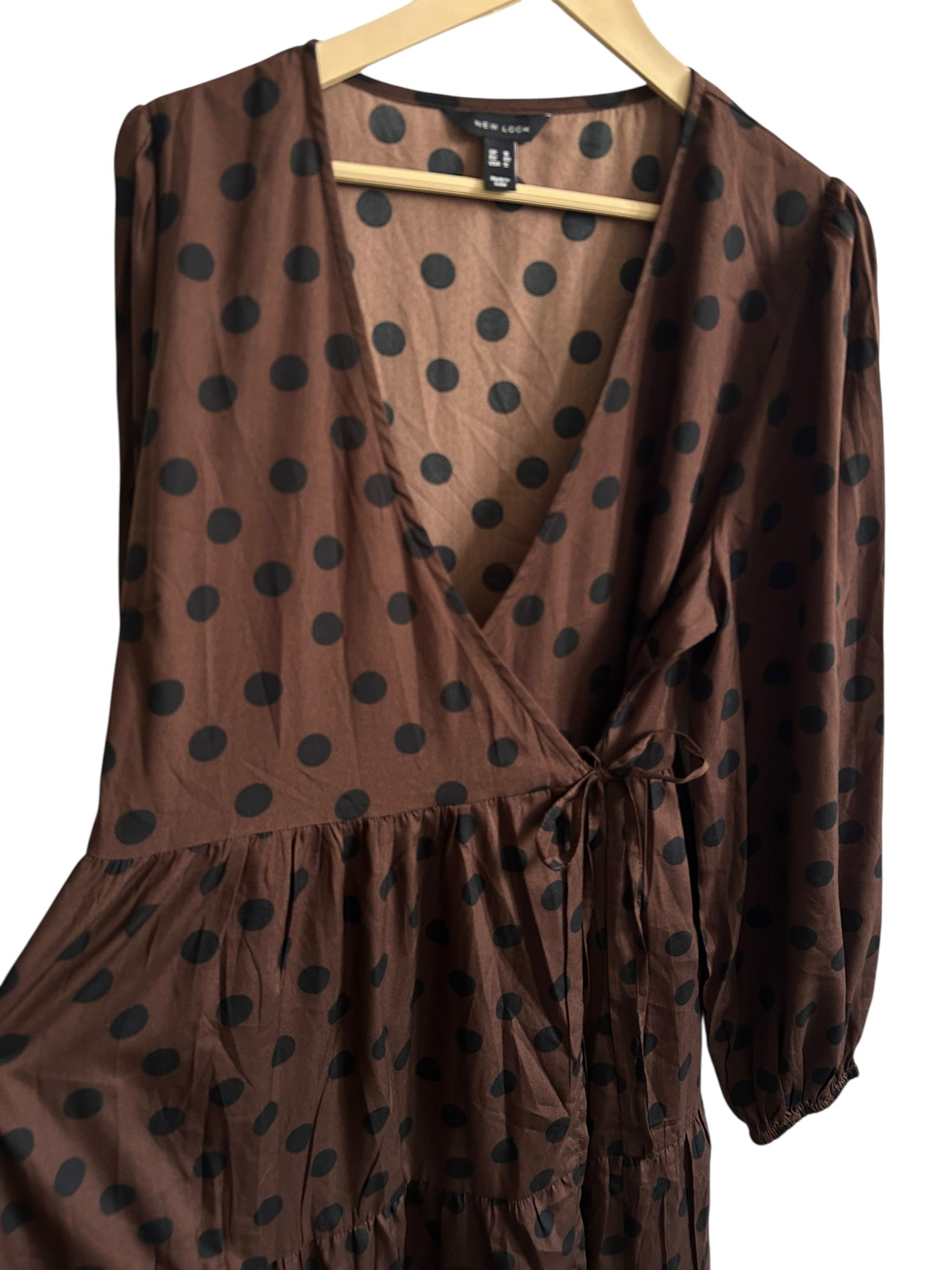 NEW LOOK Brown Polka Wrap Dress