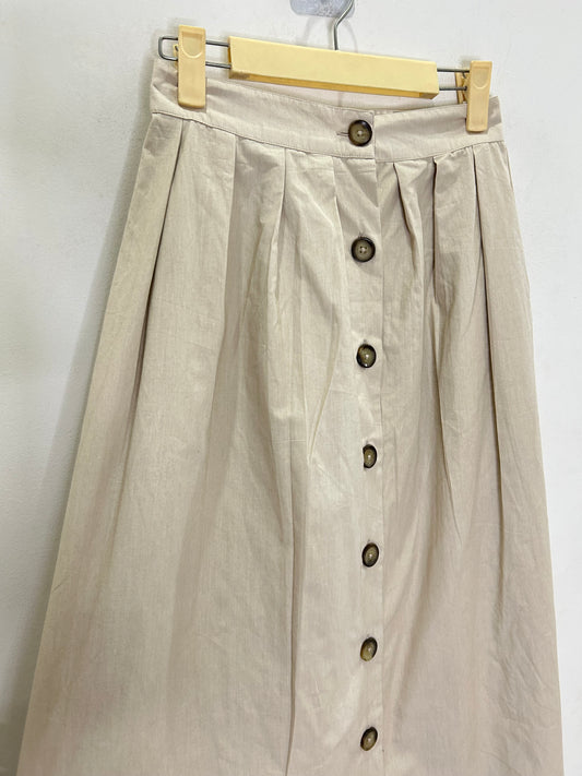 Button Down Cotton Beige Skirt