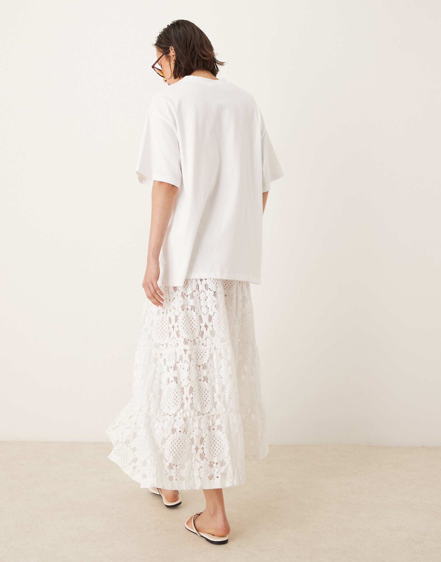 ASOS DESIGN tiered textured lace maxi skirt