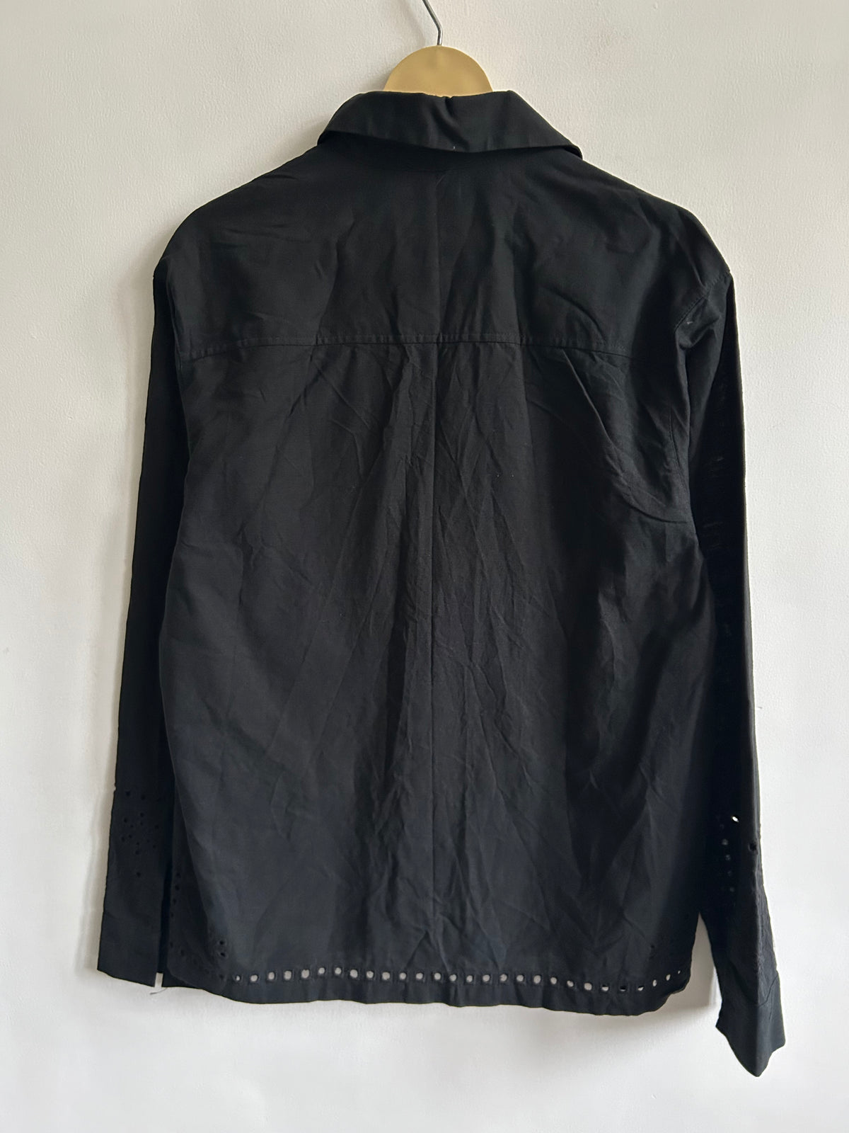 Black Cotton Schiffli Shirt: 44”