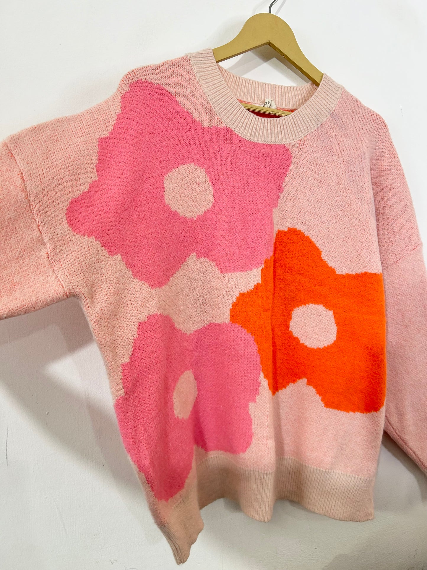 Orange Pink Floral Sweater
