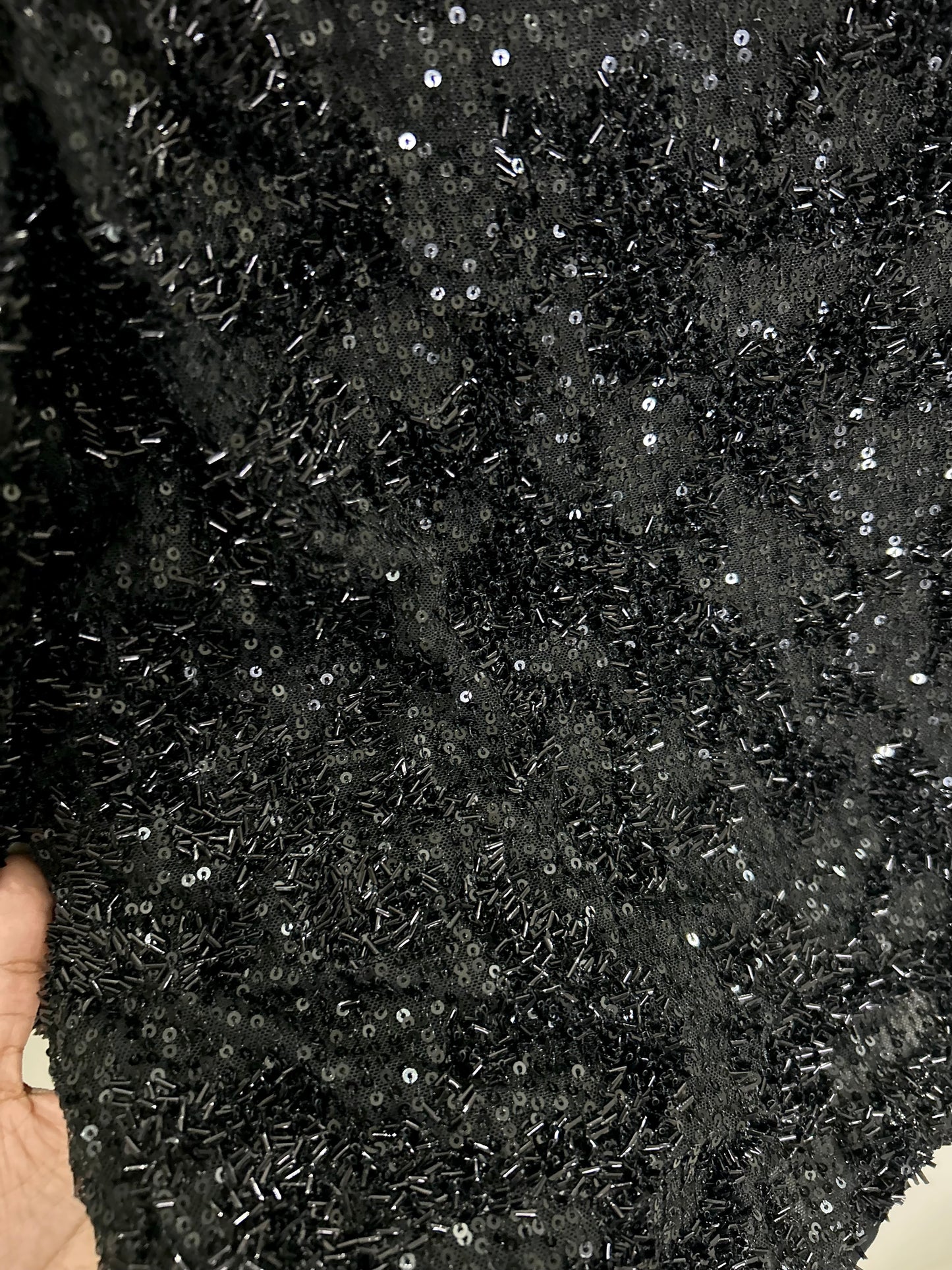 Black Sequin Keyhole Long Sleeve Top