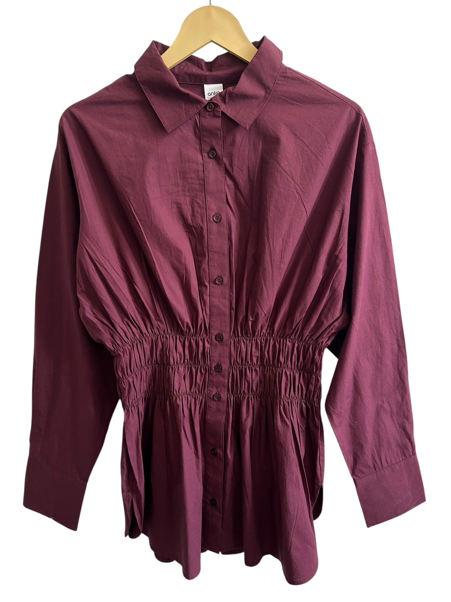 Solid Shirred Waist Shirt