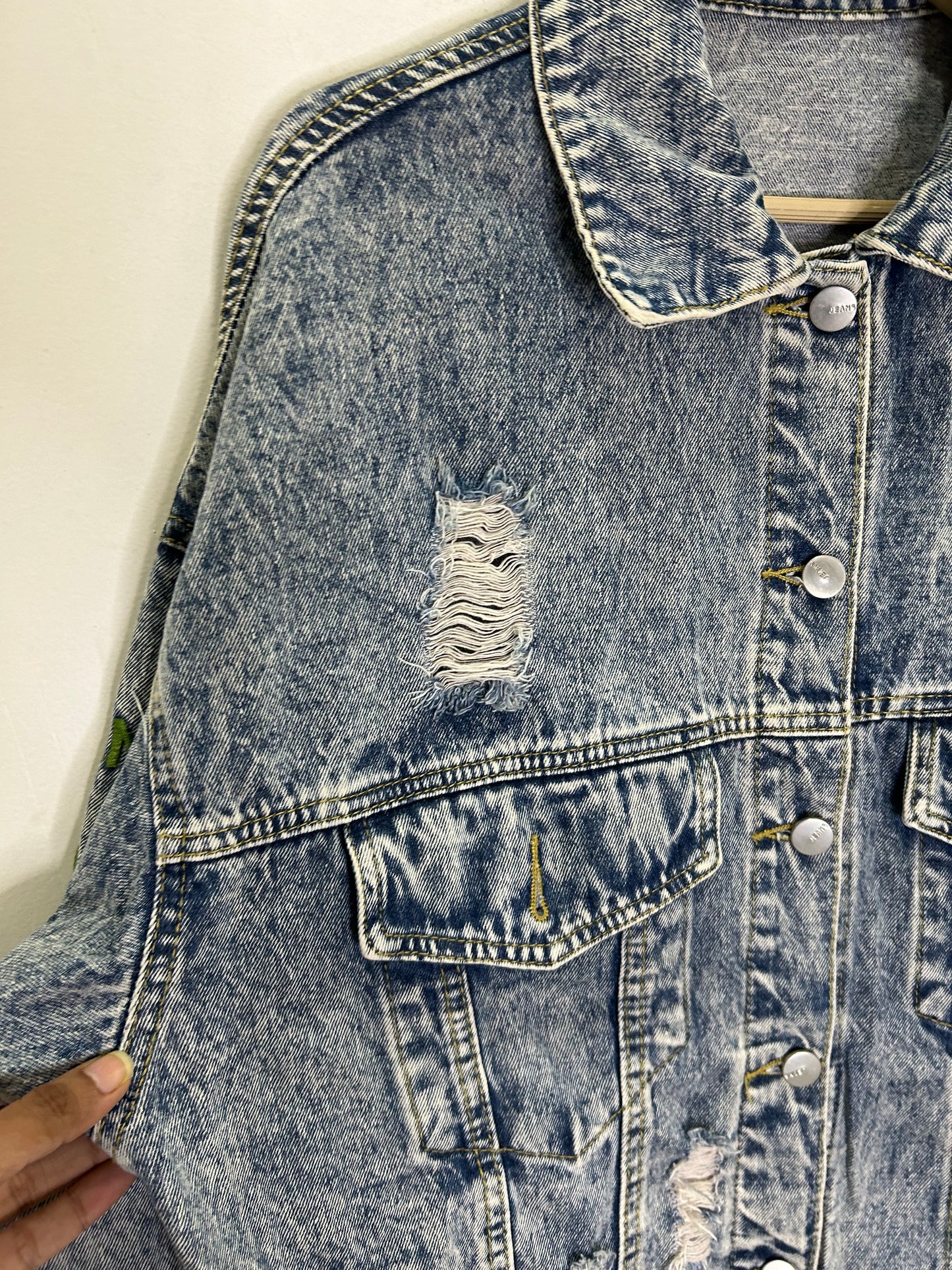 Pearl Embroidered Jean Jacket