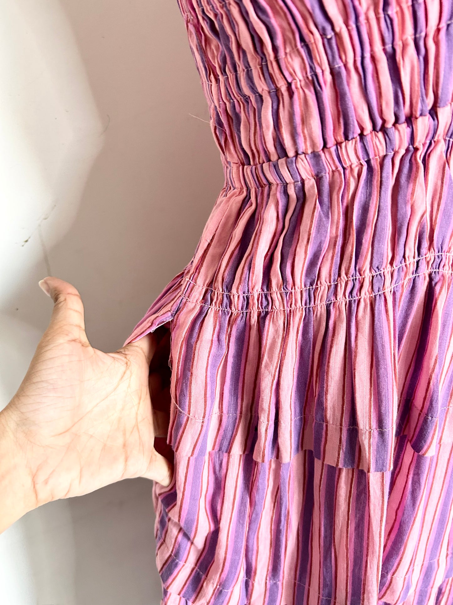 Striped Cotton Ruffle Dress