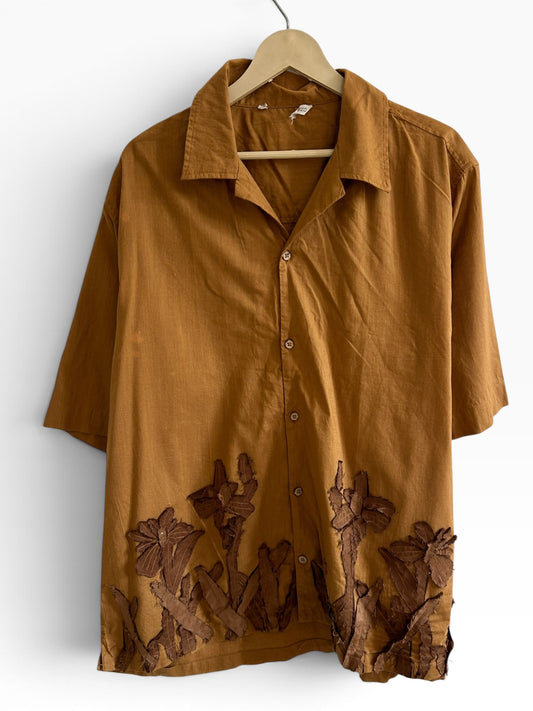Brown Cotton Floral Shirt: 48”