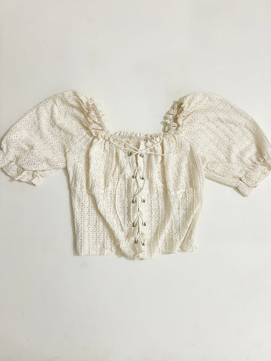 Puff Sleeves White Top