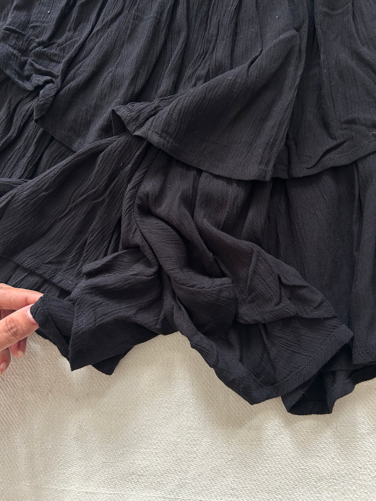 Black Ruffle Shorts: 26”