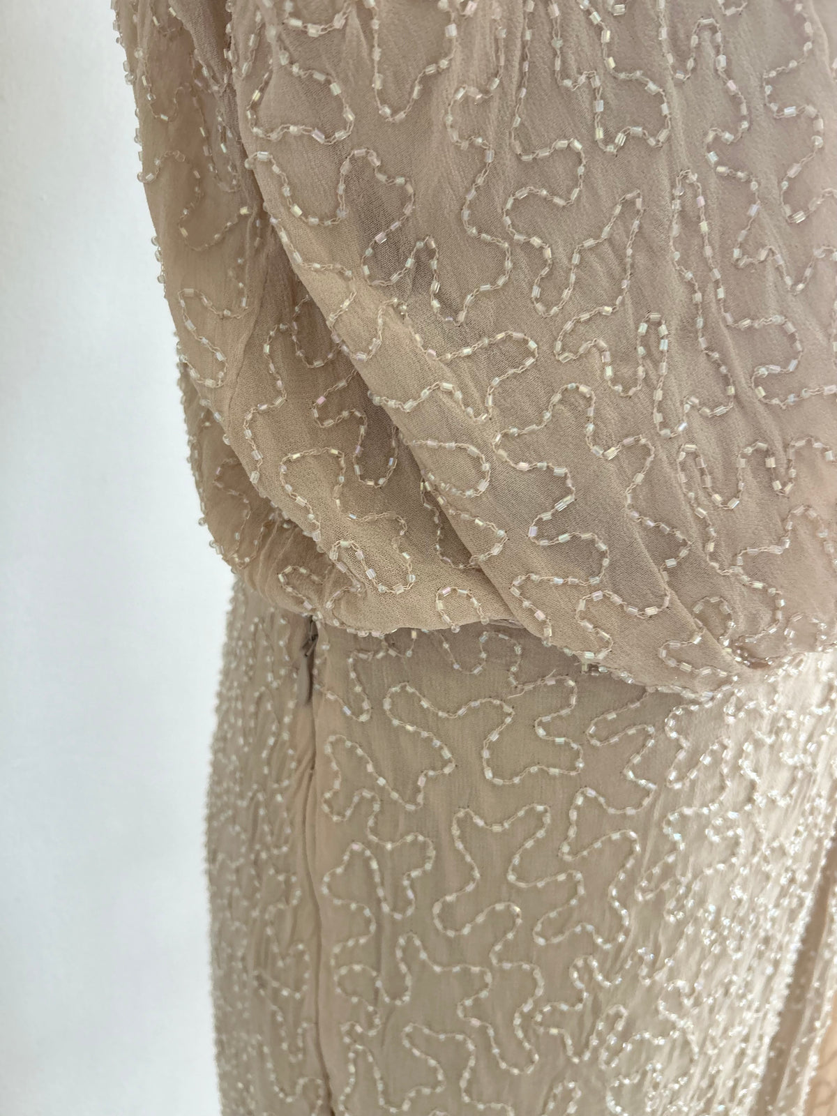 Beige Sequence Dress: 48”
