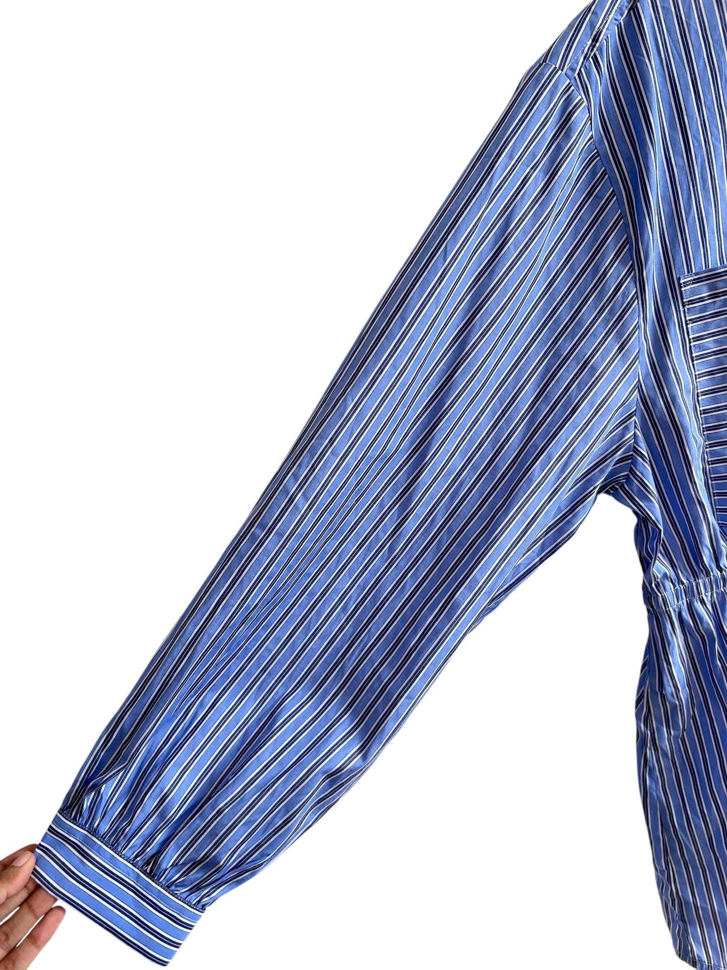 Blue Striped Waisted Top