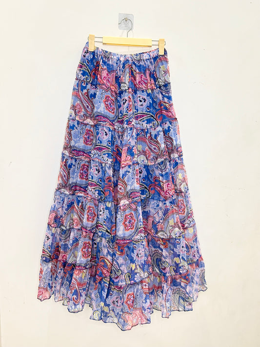 Blue Boho Patterned Skirt