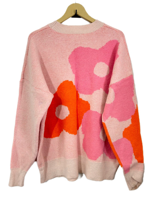 Orange Pink Floral Sweater