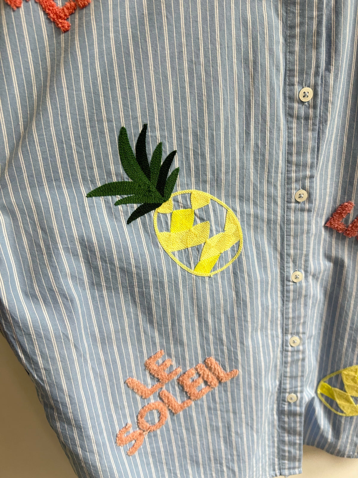 Striped Embroidery Shirt: 44”