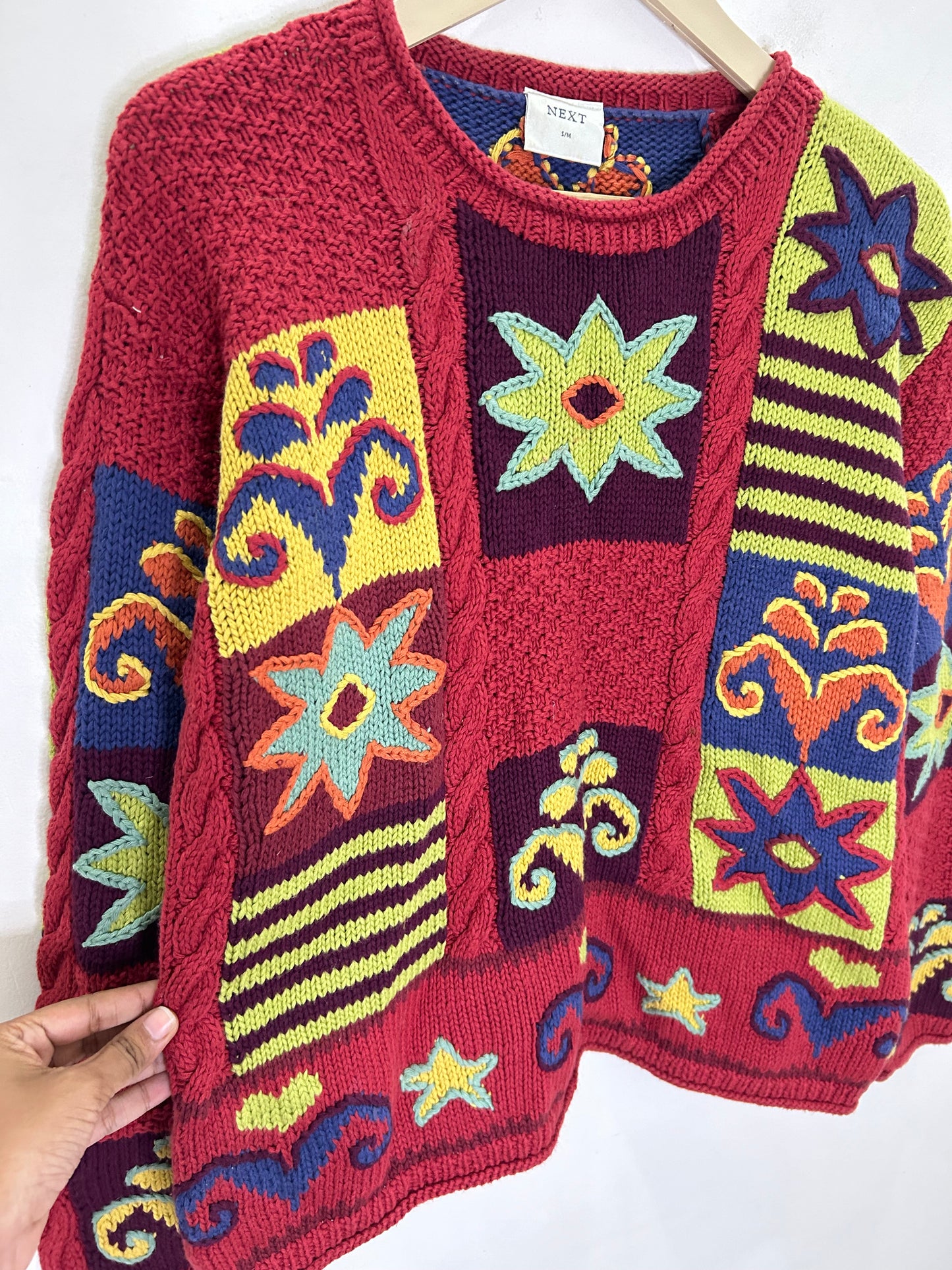 NEXT multicolored floral knit sweater.