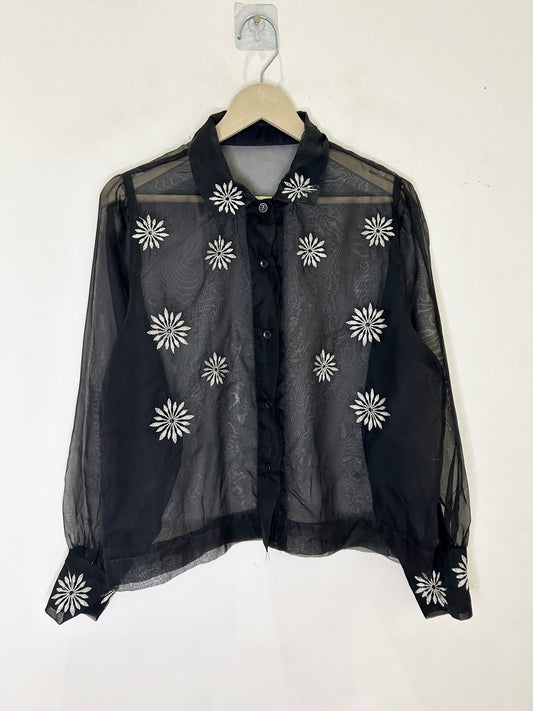 Mesh Silver Embroidered Shirt