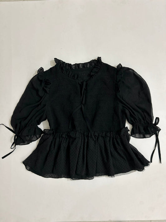 Black Puff Sleeves Top