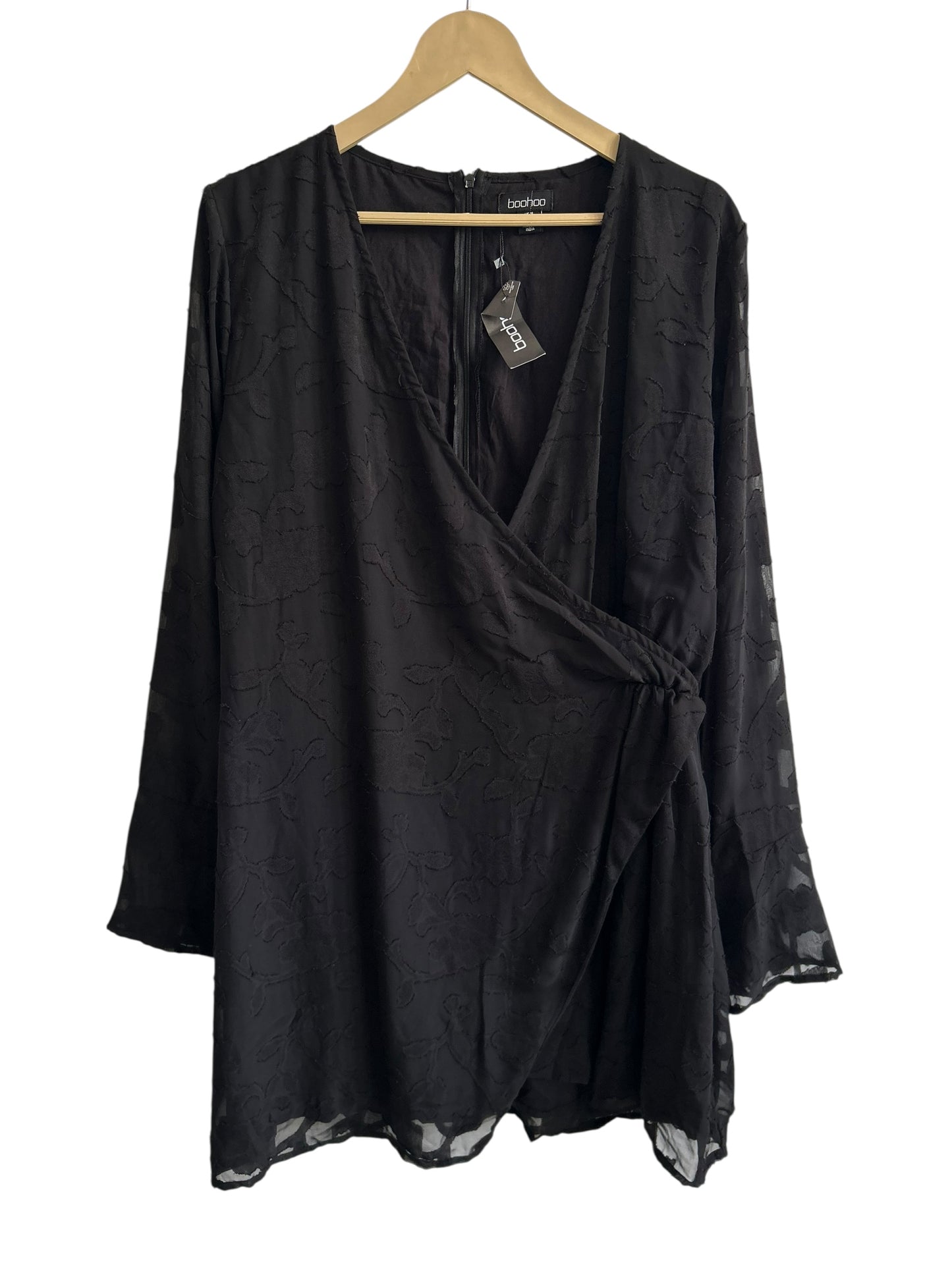 BOOHOO Black Burnout Dress