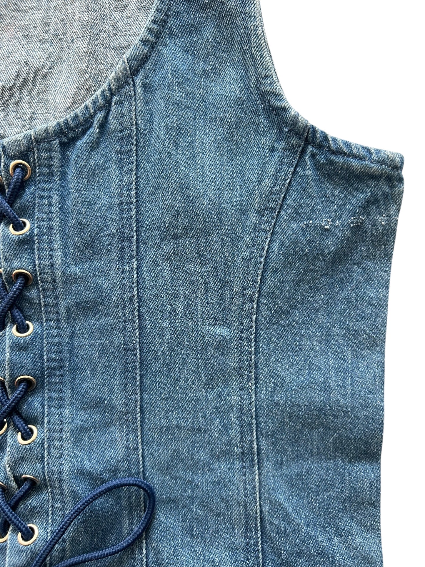 Blue Lace Up Denim Top: 34”