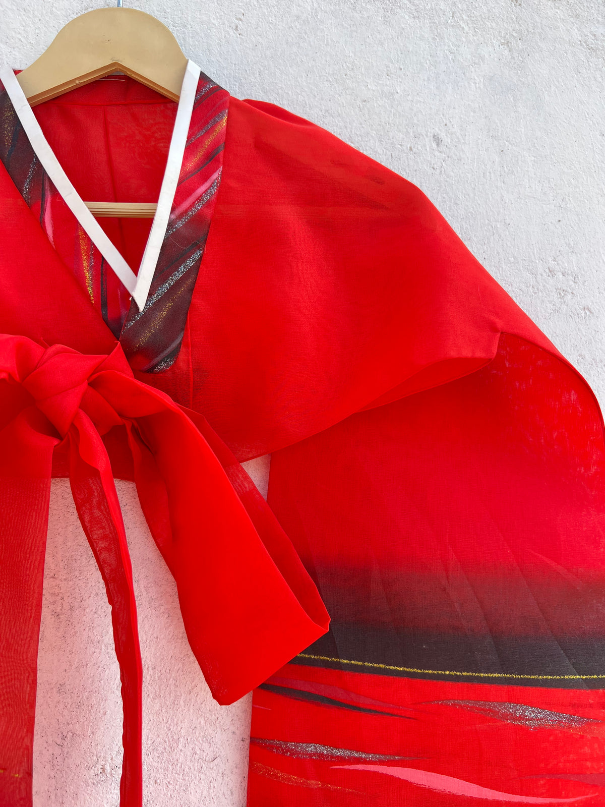 Red Gradient Hanbok Jacket: 36”