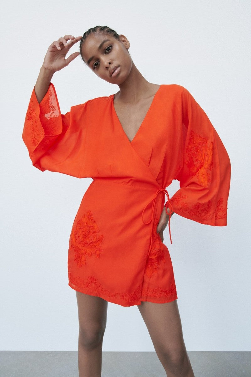 Orange ZARA Wrap Dress