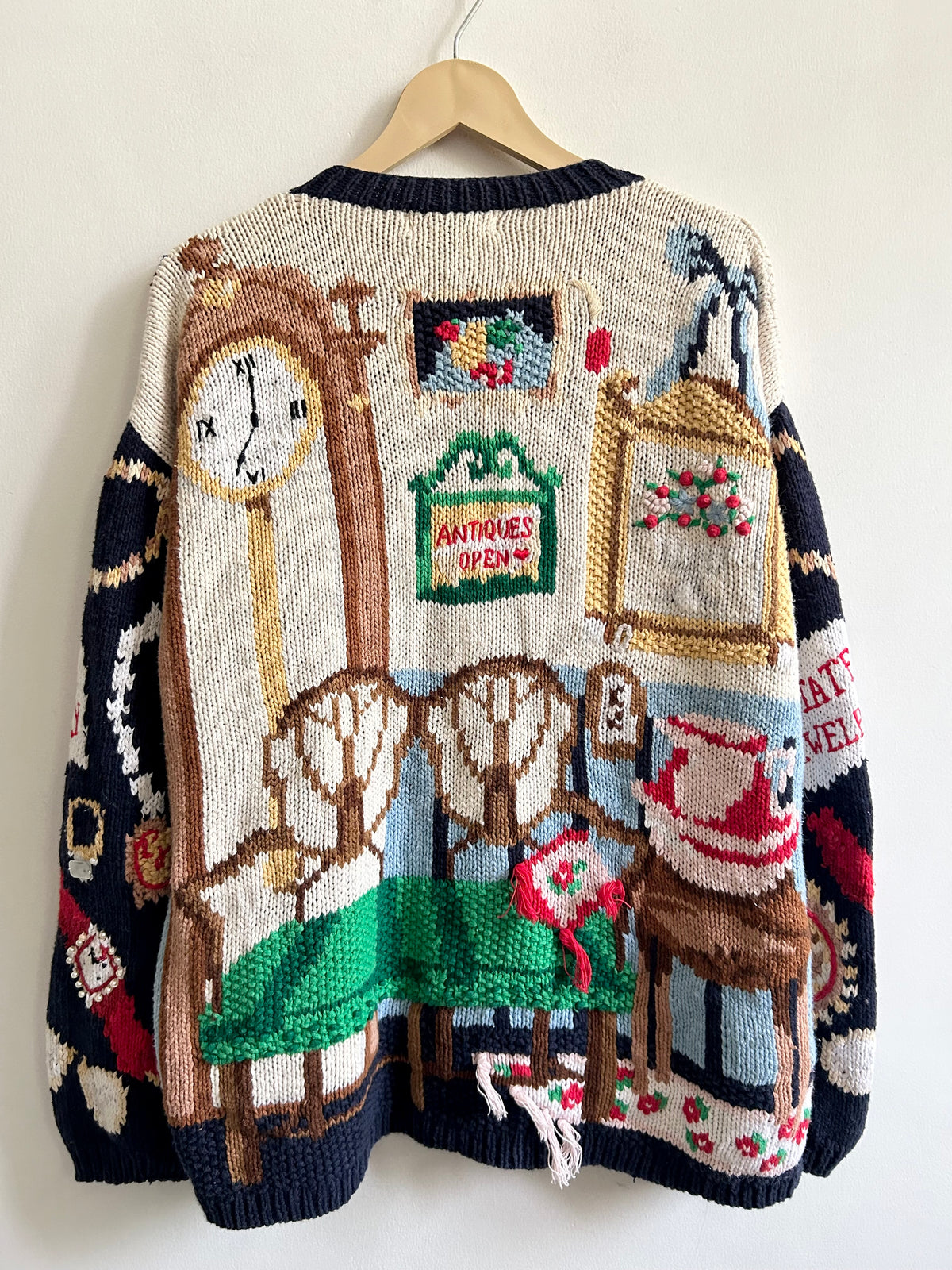 Vintage Interior Room Scene Knit Cardigan