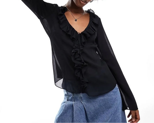 Ruffle Blouse: Bust- Till 42”