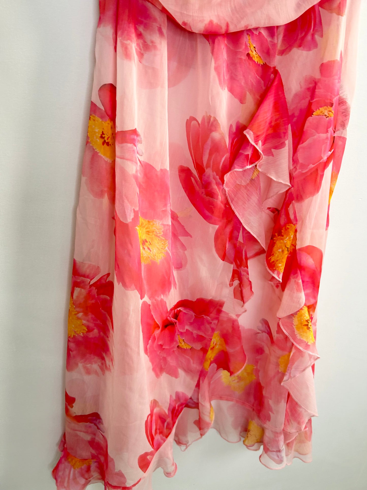 Floral Chiffon Ruffle Split Leg Maxi Skirt