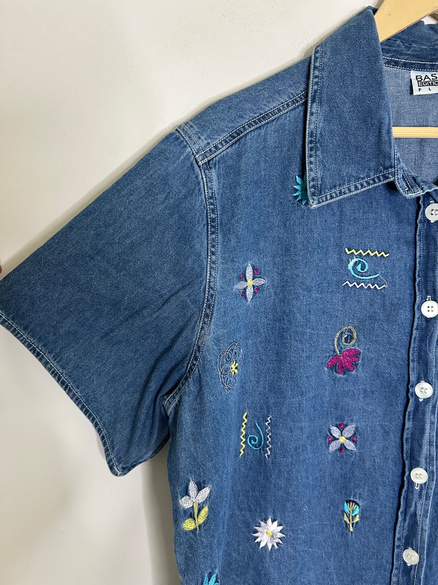 Tiny Patterned Denim Shirt