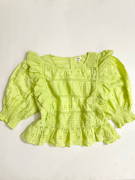 Neon Ruffle Cotton Top