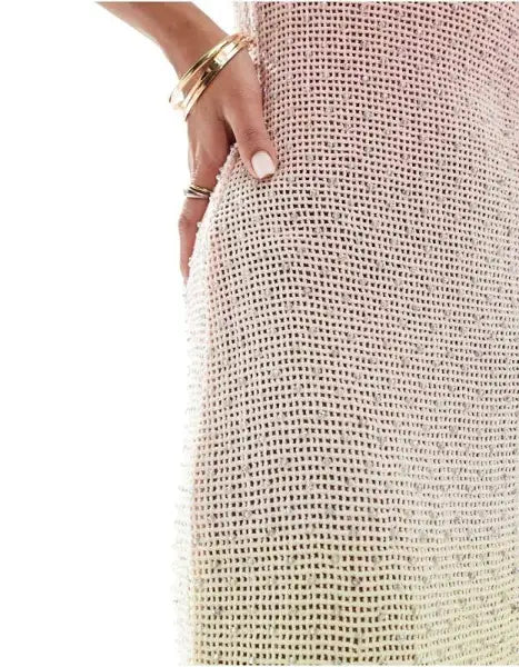 ASOS DESIGN ultimate embellished crochet maxi dress in pink and lemon