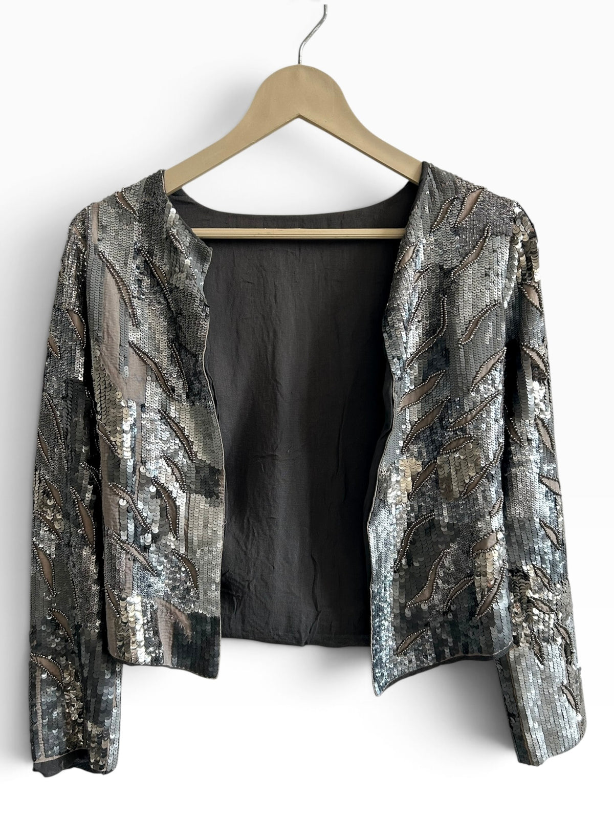 Grey Embellished Sequins Shrug:30”