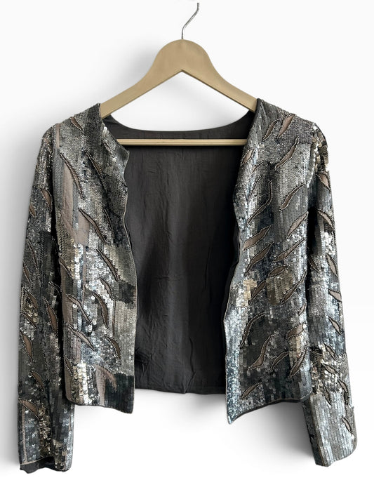 Grey Embellished Sequins Shrug:30”