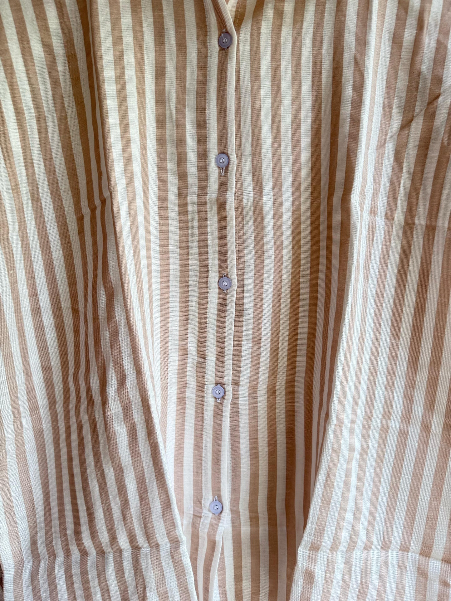 Beige Cotton Striped Shirt