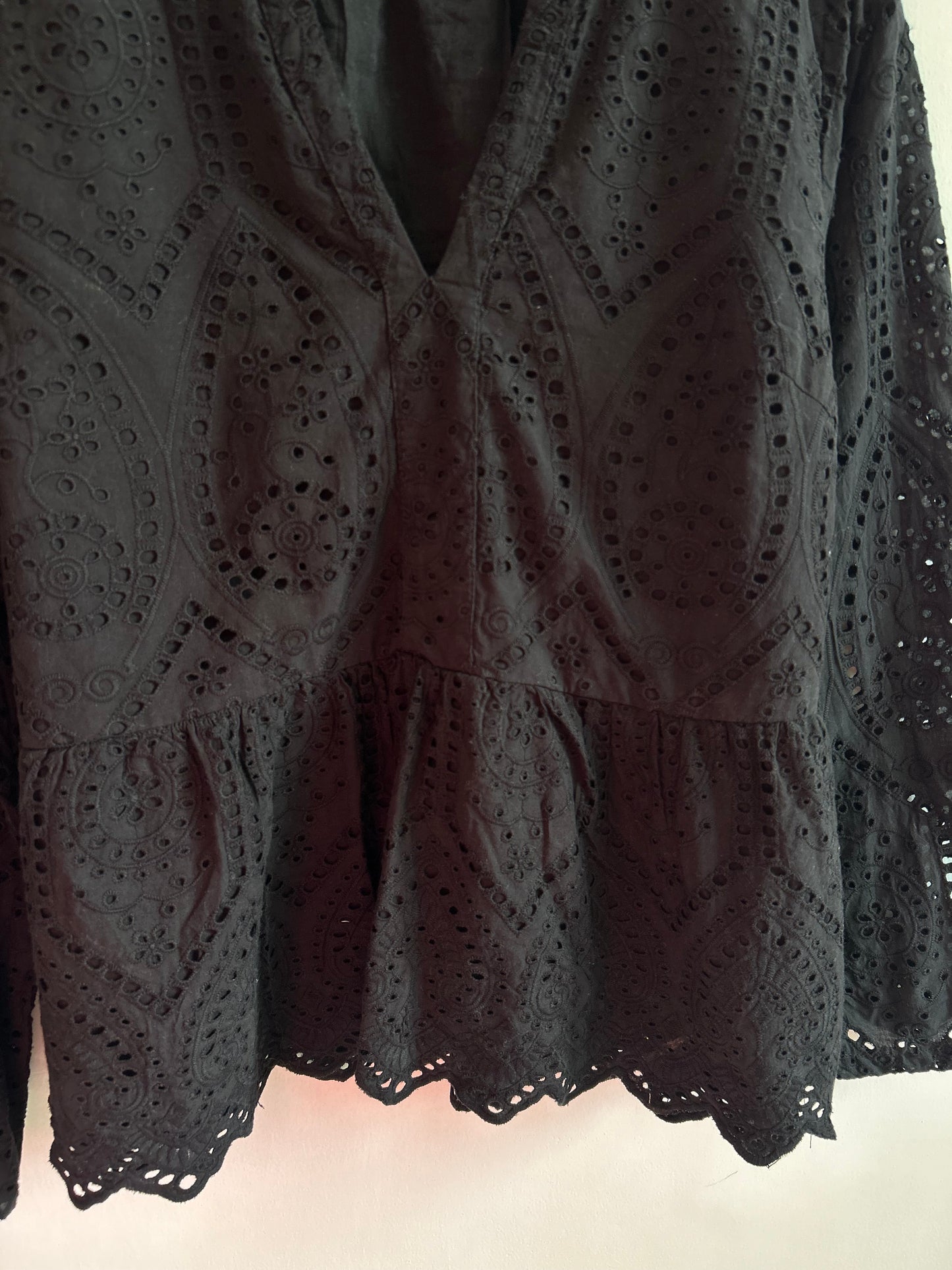 Black Schiffli Top