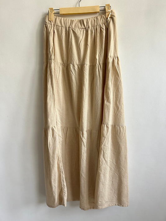 Cotton- Linen Beige Skirt