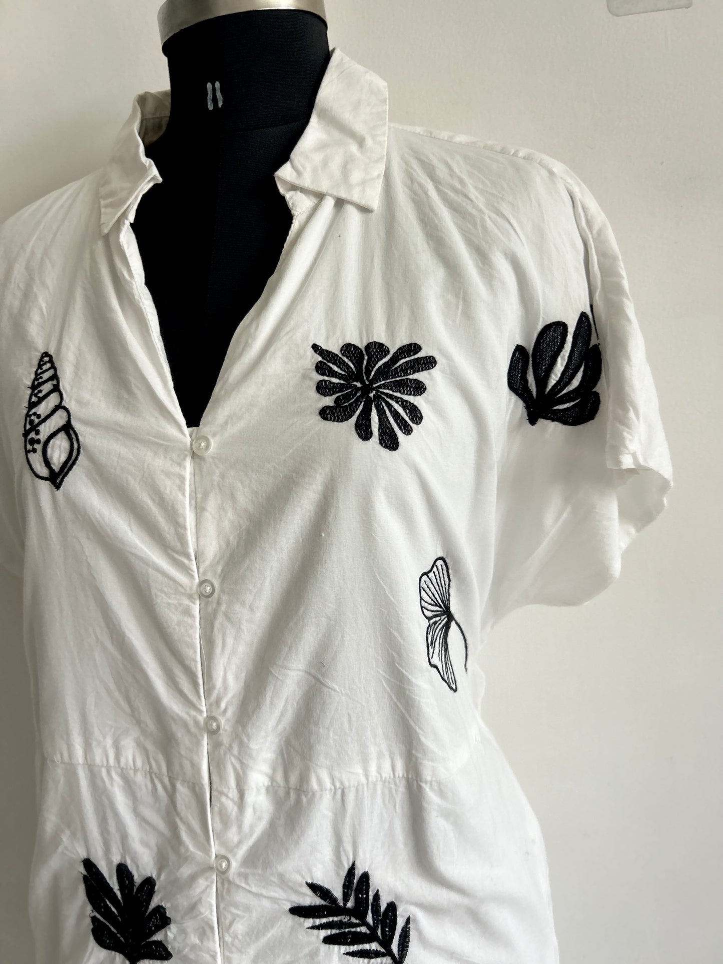 White Cotton Embroidered Dress