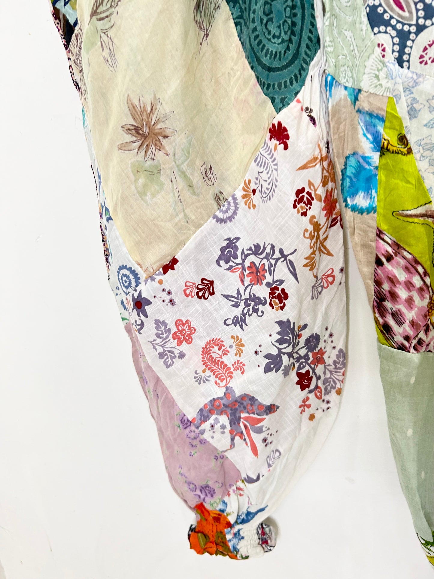 Patchwork Cotton Pants with Pocket