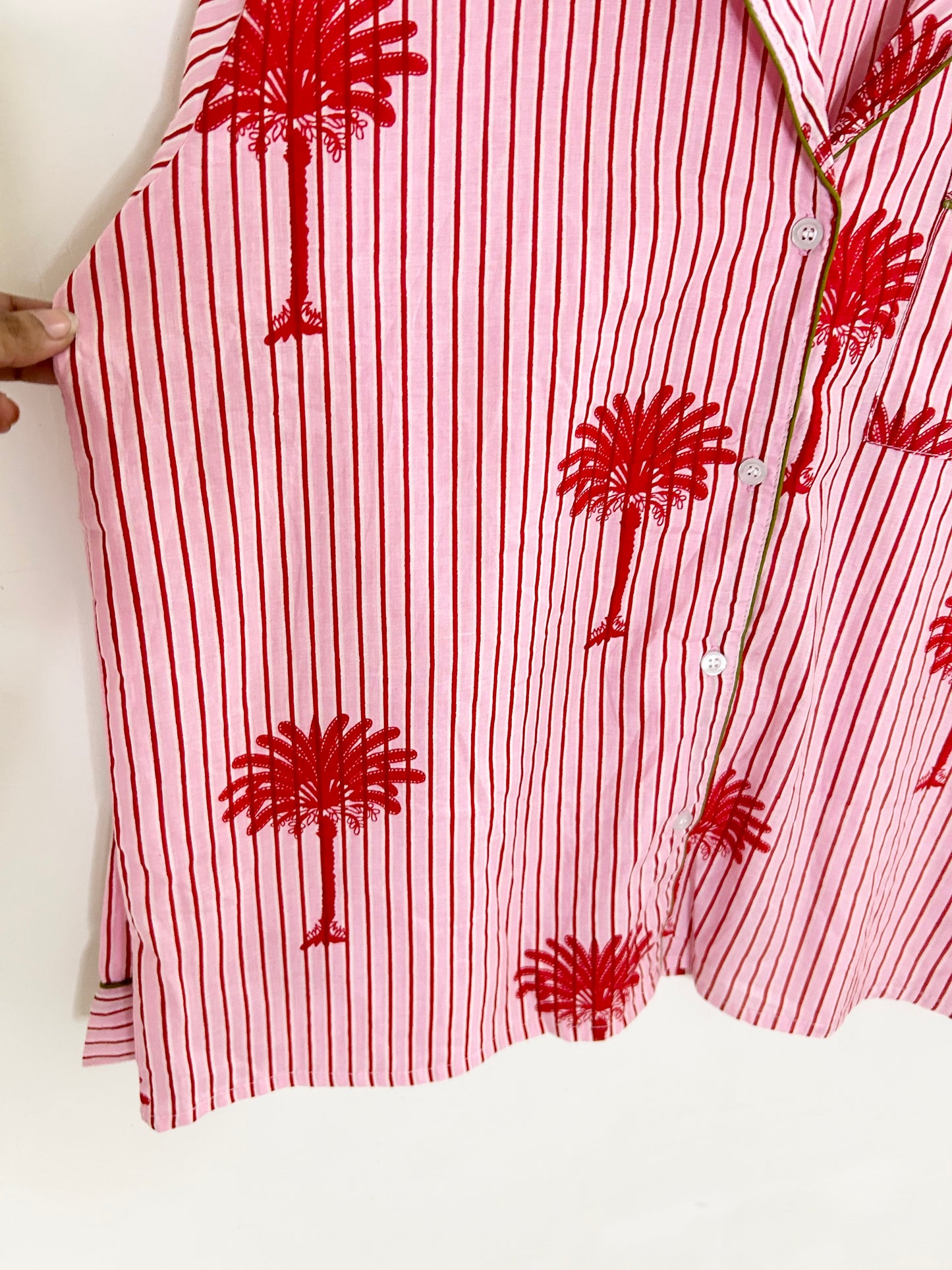 Palm Tree Striped Cotton Co-Ord Set