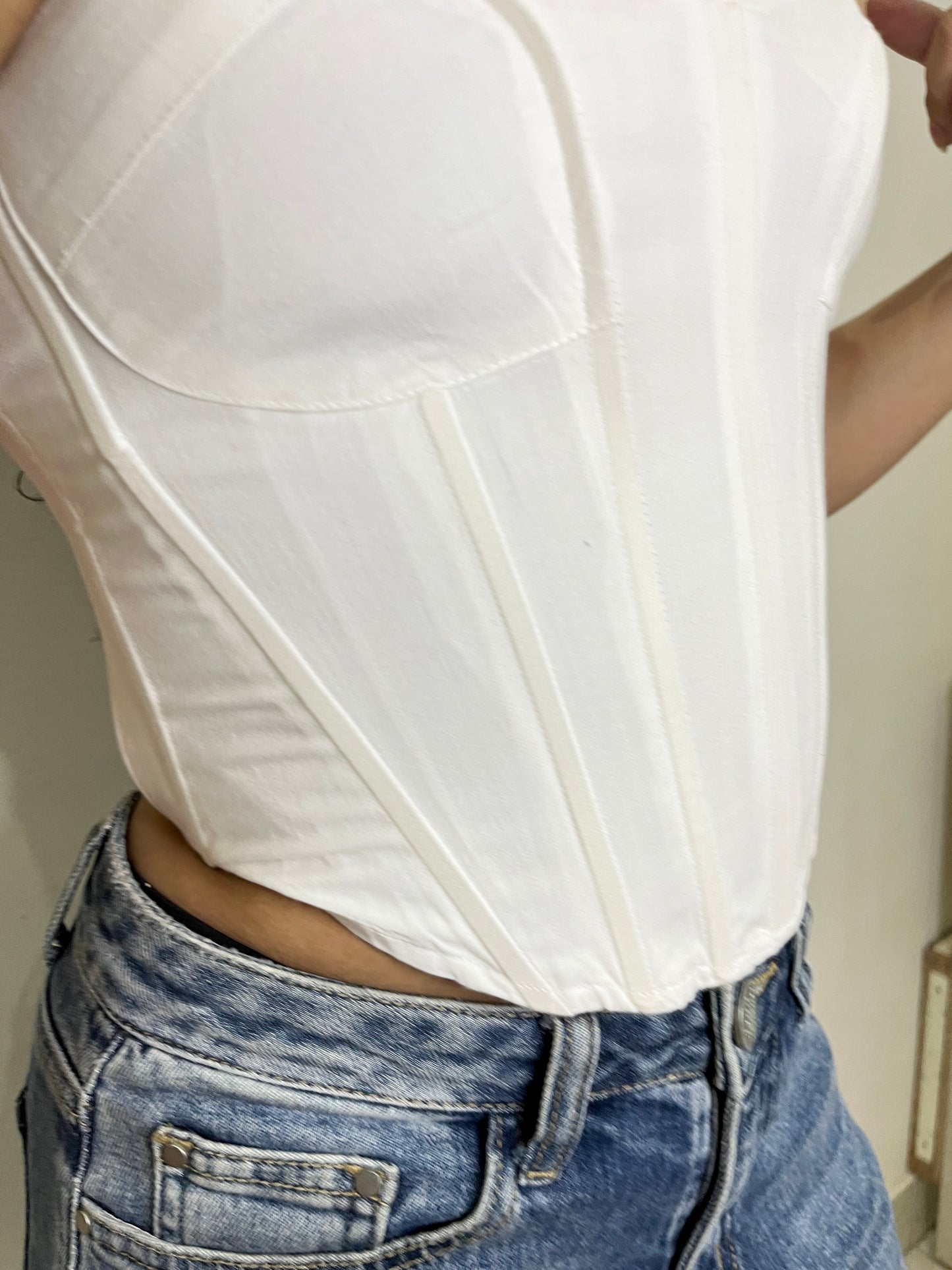 White Bustier Knot Top