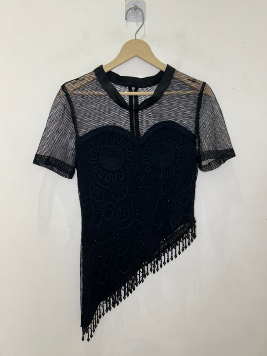 Embellished Mesh Top