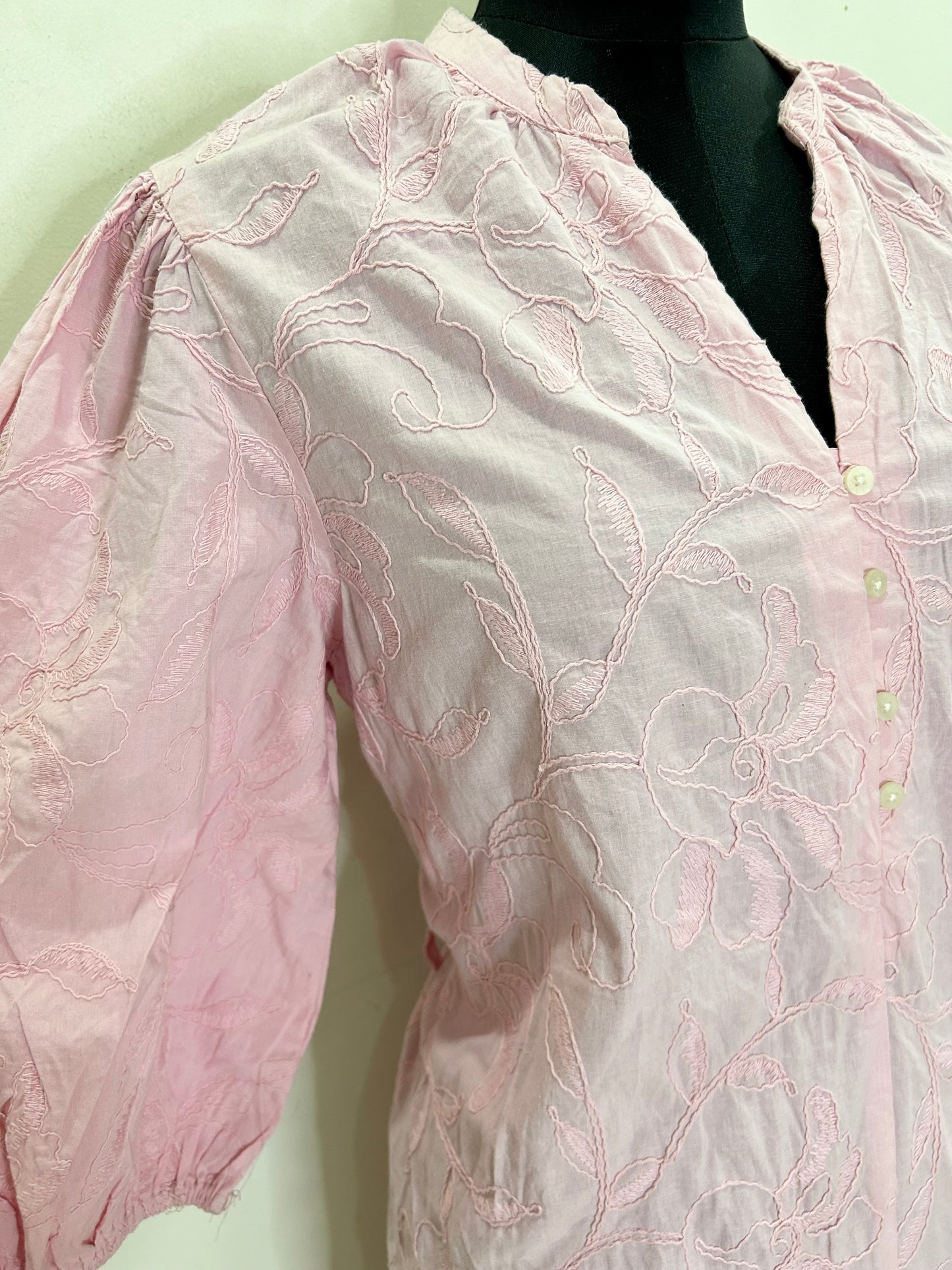 Pink Embroidered Cotton Dress