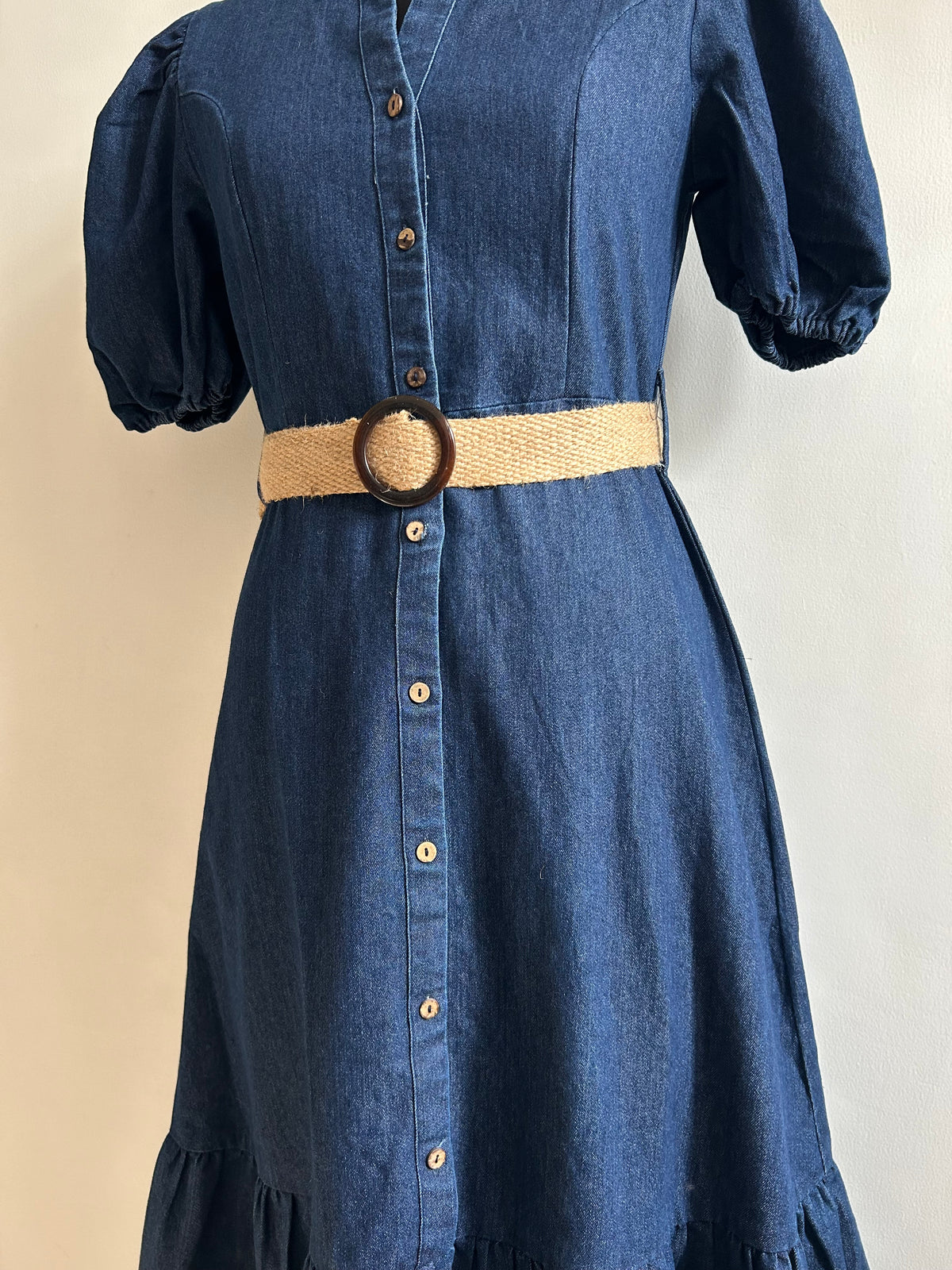 Denim Dress with Belt