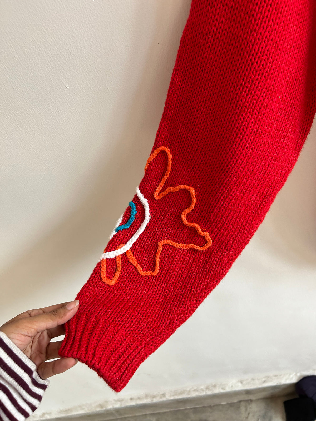Pop Art Flower Knit Red Sweater